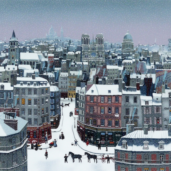 ミッシェル・ドラクロワの絵画作品　タイトルは、雪のパリ